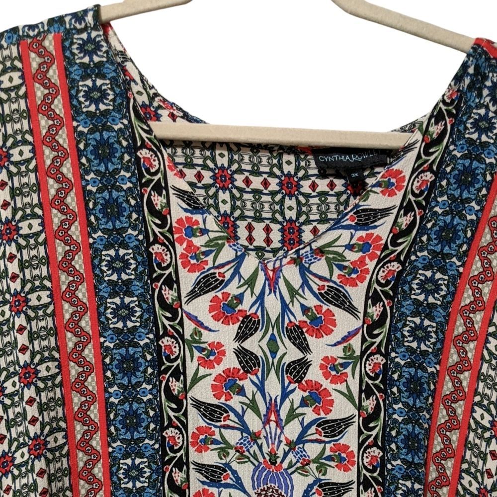 Cynthia Rowley multicolor pullover blouse 3X flutter sleeve boho plus top - Picture 8 of 9